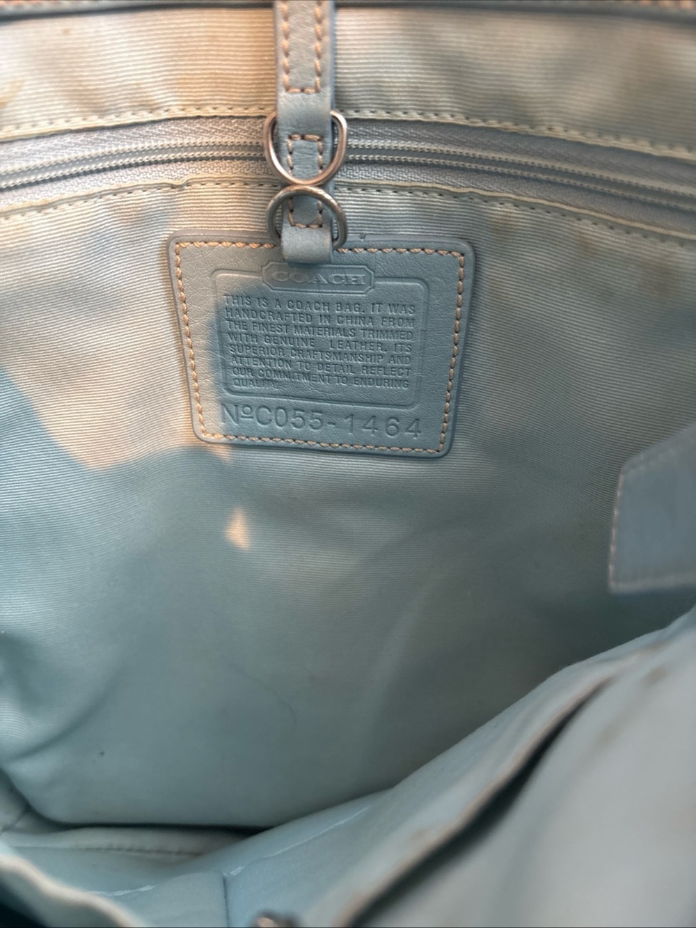 Coach Signature Hamptons Lunch Tote Blue Leather Trim - Picture 9 of 10